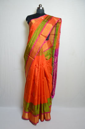 Picture of Orange and Pink Zari Uppada Silk Saree
