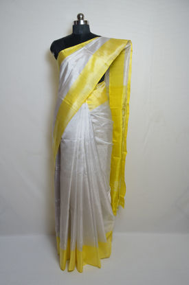Picture of Silver and Lemon Yellow Tissue Uppada Silk Saree