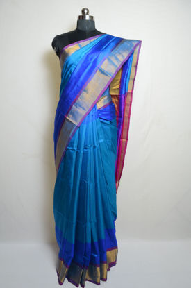 Picture of Anand Blue and Pink Double Border Uppada Silk Saree