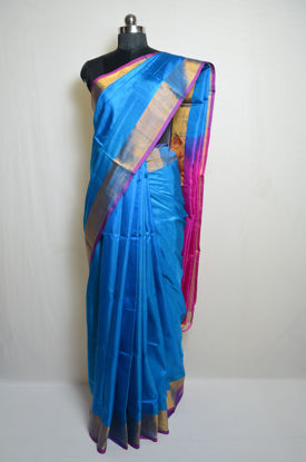 Picture of Anand Blue and Pink Uppada Silk Saree