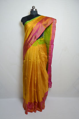 Picture of Gold and Pink Uppada Tissue Silk Saree