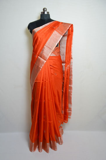 Picture of Orange and Silver Uppada Silk Saree
