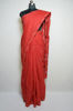 Picture of Cherry Red Lucknow Chikankari Embroidered Cotton Saree