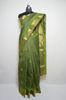 Picture of Dark Green Lucknow Chikankari Embroidered Chanderi Silk Saree