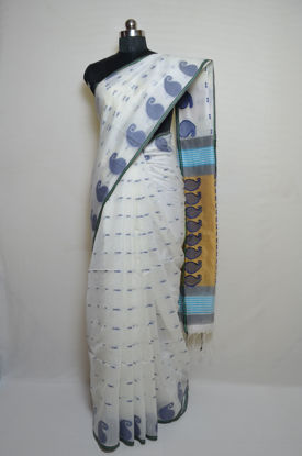 Picture of White and Light Copper Handloom Silk Saree