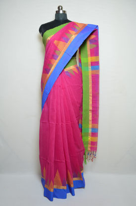 Picture of Pink Jute Silk Saree with Jamdani Work