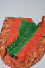 Picture of Green and Orange Bandani Cotton Zari Saree