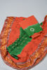 Picture of Green and Orange Bandani Cotton Zari Saree