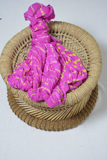Picture of Rose Pink and Lemon Yellow Leheriya Chiffon Saree