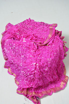 Picture of Bright Pink Heavy Bandani Print Silk Saree