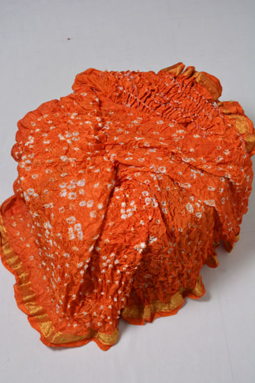 Picture of Vibrant Orange Heavy Bandani Print Silk Saree