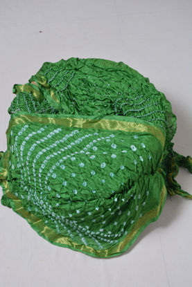 Picture of Intense Green Heavy Bandani Print Silk Saree