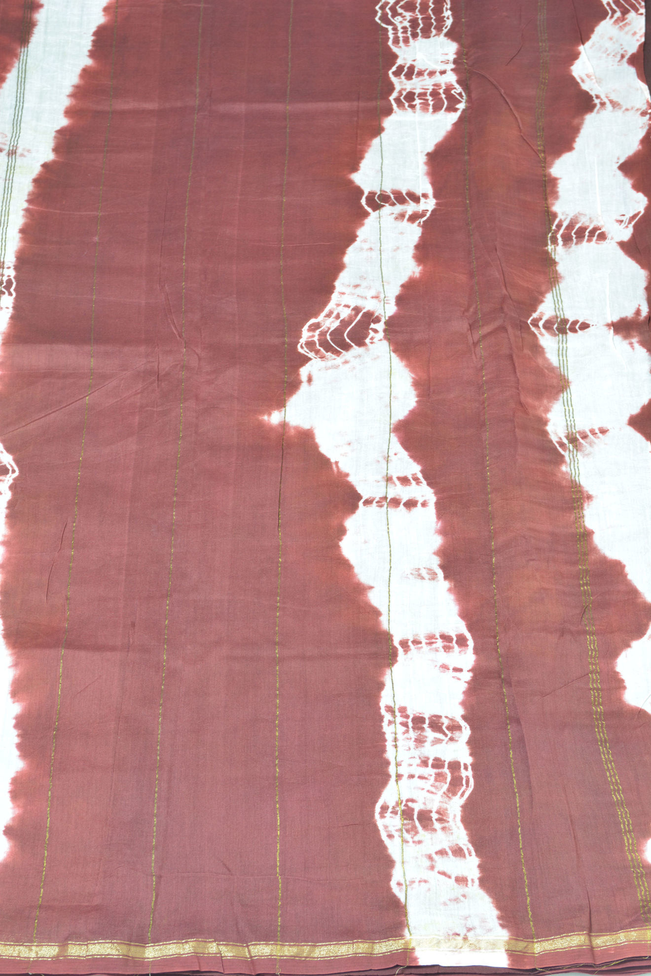 Brown - Chanderi Silk Nui Shibori Tie-Dye Saree with Ghicha Border 17 main image 0