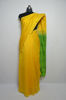Picture of Yellow and Parrot Green Handblock Chanderi Silk Saree