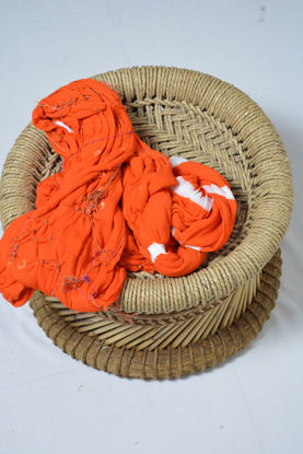 Picture of Half and Half Orange Leheriya Chiffon Saree