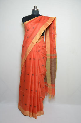 Picture of Orange Poly Butta  Bhagalpuri Silk Saree