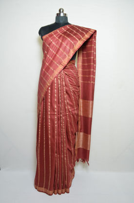 Picture of Brick Red Stripes Bhagalpuri Silk Saree