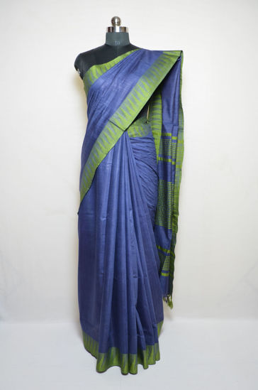 Picture of Prussian Blue and Green Bhagalpuri Silk Saree