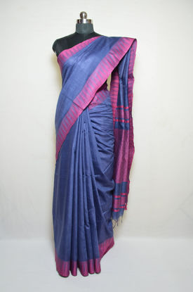 Picture of Grey and Pink Bhagalpuri Silk Saree