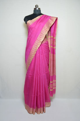 Picture of Pink and Gold Bhagalpuri Silk Saree