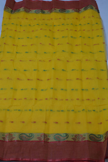 Picture of Yellow and Red Butta Bengal Cotton Saree