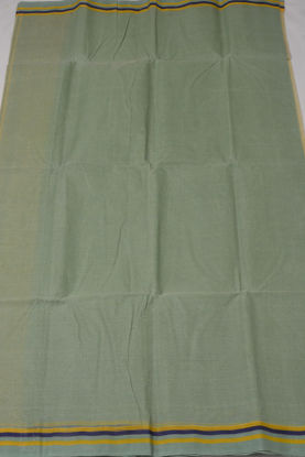 Picture of Dim Green and Yellow Stripes Bengal Cotton Saree