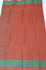 Picture of Brick Red and Green Bengal Cotton Saree