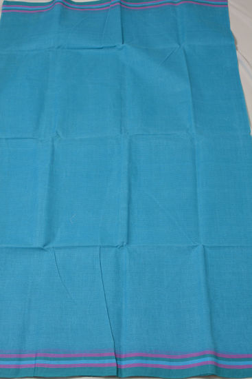 Picture of Blue and Sea Green Stripes Bengal Cotton Saree