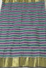 Picture of Purple and Green Stripes Bengal Cotton Saree with Zari Border