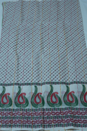 Picture of White and Red Floral Print Bengal Cotton Saree