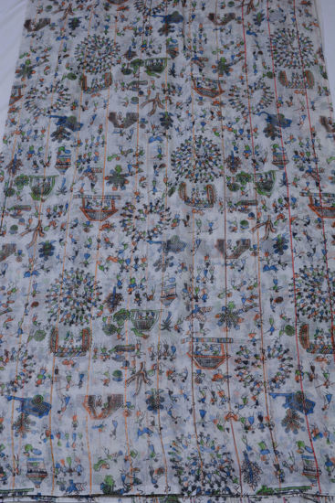 Picture of White Bengal Cotton Saree with Full Kalamkari Print