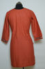 Picture of Brick Red V-Neck Embroidered Kurta