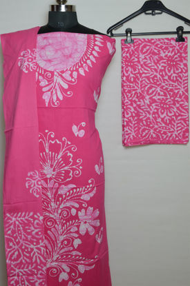 Picture of Pink Handblock Print Batik Cotton Dress Material