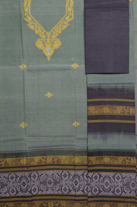 Picture of Green and Black Handloom Tant Jamdani Cotton Dress Material