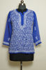 Picture of Hand Embroidered Royal Blue Georgette Lucknow Chikankari Short kurti