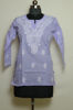 Picture of Hand Embroidered Lavender Cotton Lucknow Chikankari Short kurti