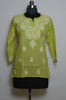Picture of Hand Embroidered Lime Green Cotton Lucknow Chikankari Short kurti