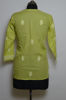 Picture of Hand Embroidered Lime Green Cotton Lucknow Chikankari Short kurti