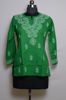 Picture of Hand Embroidered Green Cotton Lucknow Chikankari Short kurti