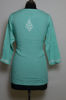 Picture of Hand Embroidered Sea Green Rayon Lucknow Chikankari Short kurti