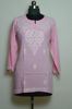 Picture of Hand Embroidered Baby Pink Rayon Lucknow Chikankari Short kurti