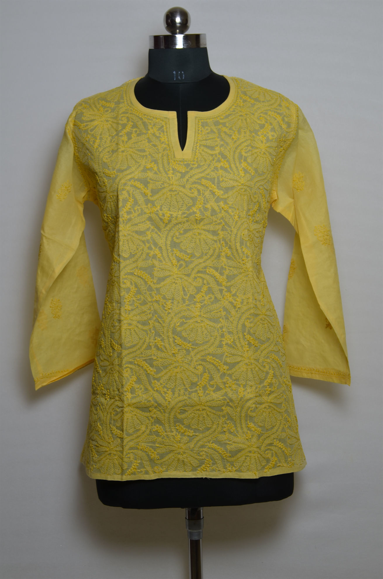 Ada Hand Embroidered Sea Green Georgette Lucknow Chikan Women Short Kurti -  A911122 - Ada - 3528662