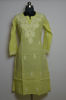 Picture of Hand Embroidered Lime Green Cotton Lucknow Chikankari kurti