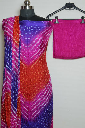Picture of Muti colour Tie and Dye Bandhani Art silk Dress Material