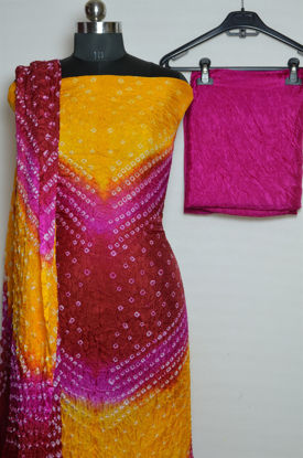 Picture of Muti colour Tie and Dye Bandhani Art silk Dress Material