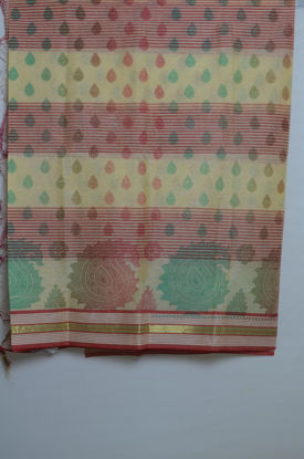 Picture of Green and Red Print Bengal Cotton Saree