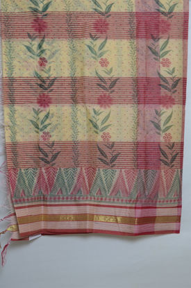 Picture of Red and Green Print Bengal Cotton Saree