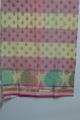 Picture of Pink and Green Print Bengal Cotton Saree