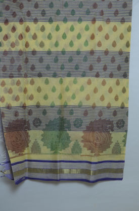 Picture of Violet and Green Print Bengal Cotton Saree
