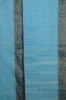 Picture of Sky-Blue Bengal Cotton Saree with Black Floral Border